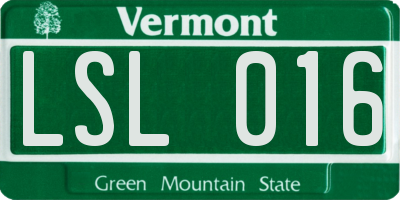 VT license plate LSL016