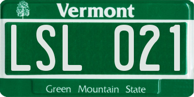 VT license plate LSL021