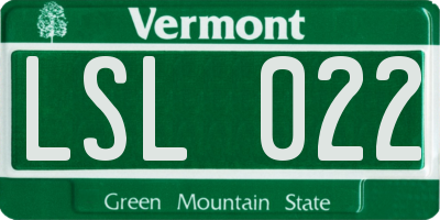VT license plate LSL022