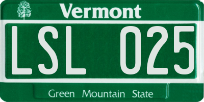 VT license plate LSL025