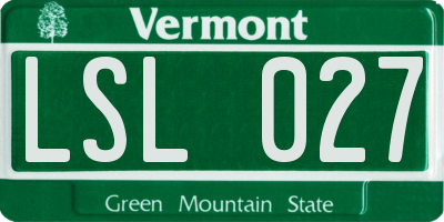 VT license plate LSL027