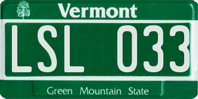 VT license plate LSL033