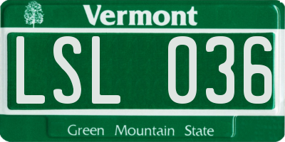 VT license plate LSL036