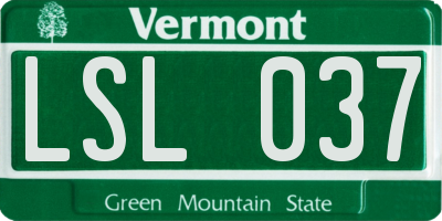 VT license plate LSL037