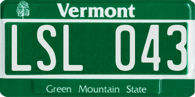 VT license plate LSL043