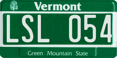 VT license plate LSL054