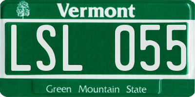 VT license plate LSL055