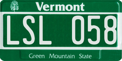 VT license plate LSL058