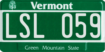 VT license plate LSL059