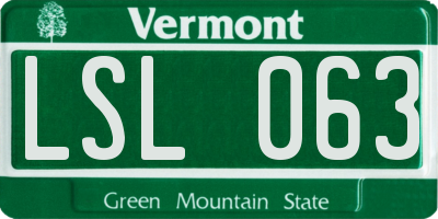 VT license plate LSL063