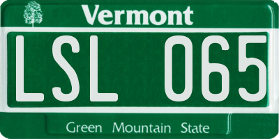 VT license plate LSL065
