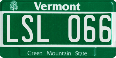 VT license plate LSL066