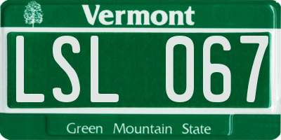 VT license plate LSL067