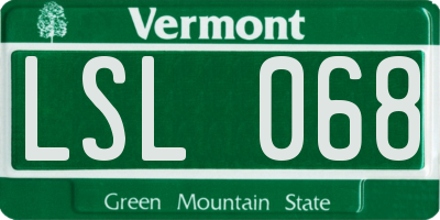 VT license plate LSL068
