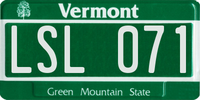 VT license plate LSL071