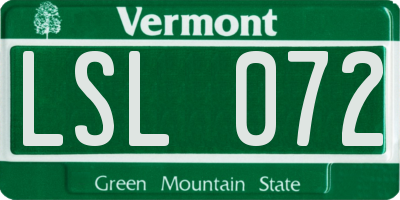 VT license plate LSL072
