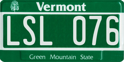 VT license plate LSL076