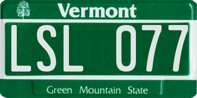 VT license plate LSL077