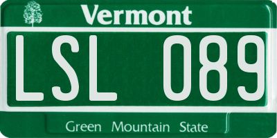 VT license plate LSL089