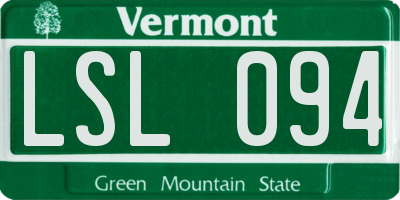VT license plate LSL094