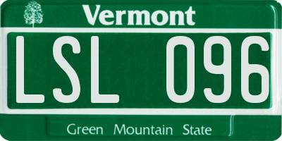 VT license plate LSL096