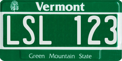VT license plate LSL123