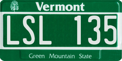 VT license plate LSL135