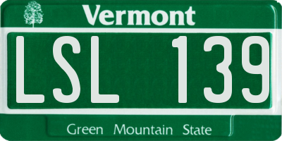 VT license plate LSL139