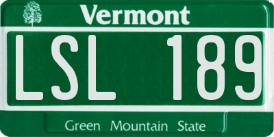 VT license plate LSL189