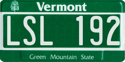 VT license plate LSL192