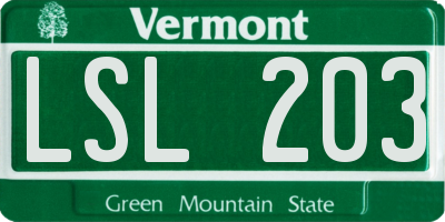 VT license plate LSL203