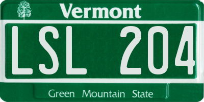VT license plate LSL204
