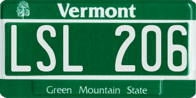 VT license plate LSL206