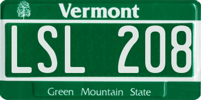 VT license plate LSL208