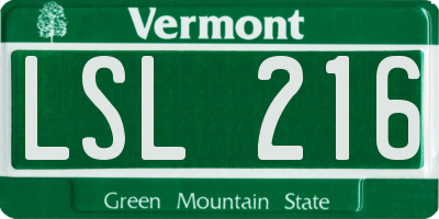 VT license plate LSL216