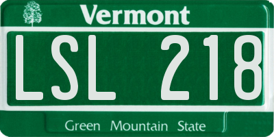 VT license plate LSL218