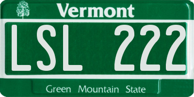 VT license plate LSL222