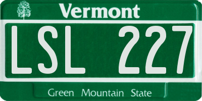 VT license plate LSL227