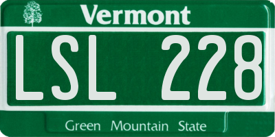 VT license plate LSL228
