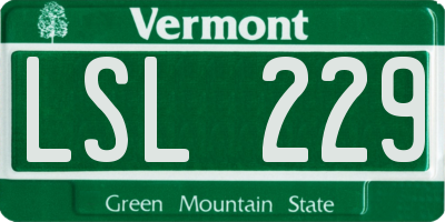 VT license plate LSL229