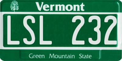 VT license plate LSL232
