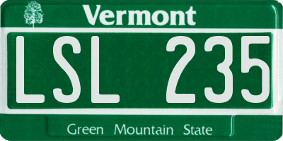 VT license plate LSL235