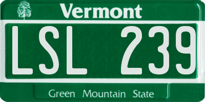 VT license plate LSL239