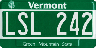 VT license plate LSL242