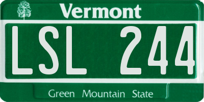 VT license plate LSL244
