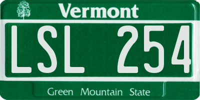 VT license plate LSL254
