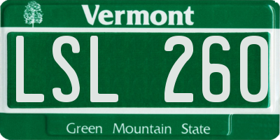 VT license plate LSL260