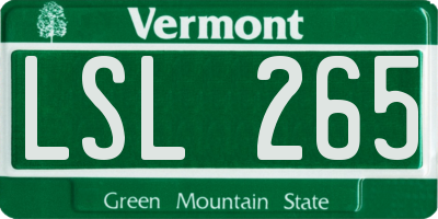 VT license plate LSL265
