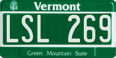 VT license plate LSL269