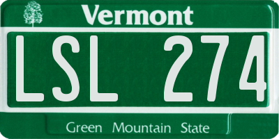 VT license plate LSL274